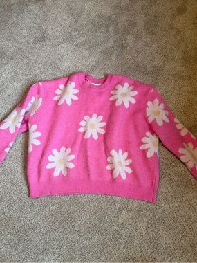 Pink Daisy Knit Sweater Barbiecore